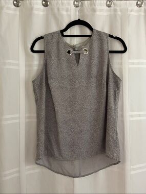 Christopher & Banks Sleeveless Silver Keyhole Top